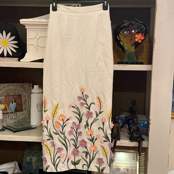 Antonio Melani sz 0 Riviera linen embroidered floral skirt nwt - Picture 7 of 9